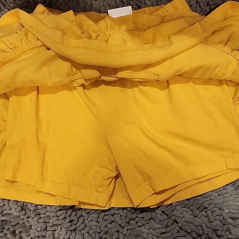 Hanna Andersson Yellow Three Tier Ruffle Skirt With Shorts Skort 140 - Picture 8 of 11